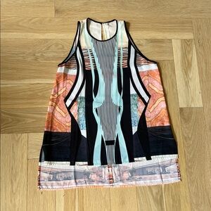Clover Canyon Abstract Black and Orange Tank Top